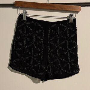 Black Beaded Women's Mini Shorts